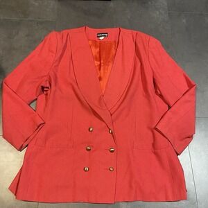 Vintage Chad Stevens Women's Red Jacket Blazer Size 3X 80s 90s Career F-48